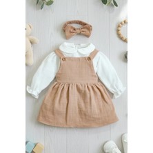 x Ipek Atlas Kız Bebek Çocuk Müslin Bandanalı Elbise