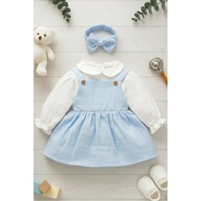 x Ipek Atlas Kız Bebek Çocuk Müslin Bandanalı Elbise