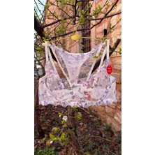 Arona Lingerie Büyük Beden Çıtır Çiçekli Brode Dantelli Desteksiz Sütyen Takımı - C Kap - A-137