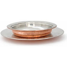 Copper Empire El Yapımı Dövme Bakır Servis Tabağı ve 18 cm Kase Seti Geleneksel Sunum Ürünü
