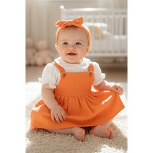 x Ipek Atlas Kız Bebek Çocuk Müslin Bandanalı Elbise