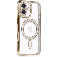 Hnrlishp Newface Iphone 16 Kılıf Joke Simli Magneticsafe Kılıf - Gold