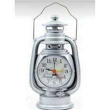 TeknoBeyza Nostaljik Gaz Lambası Tasarımlı Alarmlı Masa Saati – Retro Dekoratif Mini Gece Lambası Görünümlü Masa Üstü Saat (Altın/bronz)