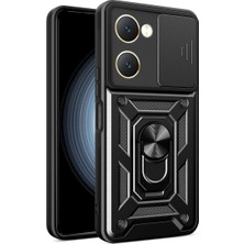 Hnrlishp Newface Vivo Y18 Kılıf Pars Lens Yüzüklü Silikon - Siyah