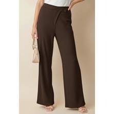 BS Hood x Nurbeli Kadın Asimetrik Kapama Pliseli Esnek Palazzo Pantolon