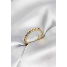 Esranın Dünyası Tegan Gold Renk Sıralı Renkli Zirkon Taşlı Kadın Yüzük TG27BYK3965