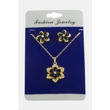 Zero Land Hnrlishp Papatya Zirkon Taşlı Set Kolye-Gümüş Rengi