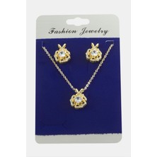 Zero Land Hnrlishp Gül Zirkon Taşlı Set Kolye-Siyah