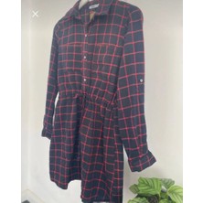 Oduncu Kumas Uzun Kol Belden Bağcıklı Gömlek Elbise