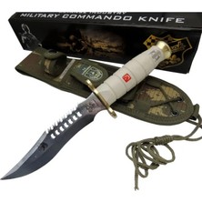 Esranın Dünyası Halmak Beyaz Kurt Tırtıklı Oluklu Komando Bıçağı 30 cm - Kamuflaj Kılıflı RSTHD34-ESRDNS