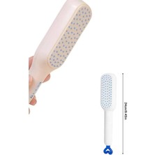 Maarketim Kendi Kendini Temizleyen Otomatik Tuşlu Saç Tarağı Dolaşık Açıcı Masaj Fırçası Silikon Fırça