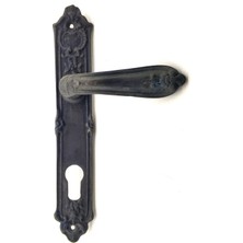 Esranın Dünyası Antika Tarz Dekoratif Pirinç Çiçekli Yale Kapı Kolu - 240X40 Mm, Oksit RSTHD34-ESRDNS