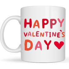 Maarketim Happy Valentine’s Day Kupa – Model 4 Sevgililer Günü Hediyesi - Aşk Temalı Porselen Kupa - Sevgiliye Özel Tasarım