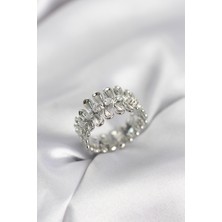 Esranın Dünyası Tegan Gümüş Renk Zirkon Taşlı Sıralı Damla Model Kadın Yüzük TG27BYK4045