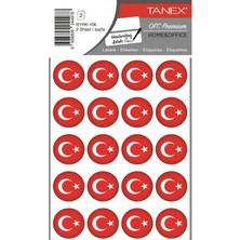 Tanex Bayrak Sticker Yuvarlak 25X25MM 2li BYRK-106 Paketli - 3 Adet