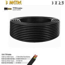 Sgs Elektrik Tesisat Kablosu - 3x2.5 Cca Ttr 48X0.18 - Siyah - 3 Mt.