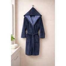 MySoft Home Triga Kadife Kapüşonlu Bornoz  %100 Pamuk