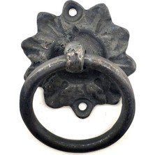 Esranın Dünyası Antika Tarz Dekoratif Pirinç Çiçek Mobilya Kulbu, Kapı Kilit Halkası - 50MM, Oksit RSTHD34-ESRD