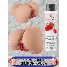 Aşkın Deposu Realistik Kalca – 1.1 kg | Gerçek Hissiyat, Gerçek Zevk! Doğallığı Hissedin, Zevkin Zirvesine Ulaşın 150ML Çilekli Jel +10 Mod Titreşim Hediyeli