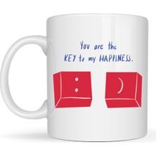 Maarketim You Are the Key to My Happiness Tasarımlı Porselen Kupa -Anlamlı & Romantik Hediye