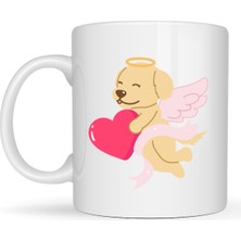 Maarketim Melek Golden Retriever Köpek Tasarımlı Porselen Kupa MODEL 55 – Kalpli, Sevgiliye Özel, Sevimli Hediye Kupa