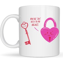 Maarketim You’re The Key To My Heart Tasarımlı Porselen Kupa - Sevgiliye Arkadaşa Özel Anlamlı Hediye