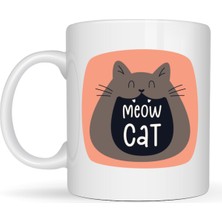Maarketim Meow Cat – Sevimli Kedi Tasarımlı Porselen Kupa MODEL 66 Eğlenceli Kahve & Çay Kupası Hediyelik