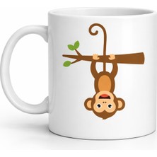 Maarketim Sevimli Maymun Desenli Porselen Kupa MODEL 73 – Eğlenceli Tasarım, Kahve & Çay Kupası