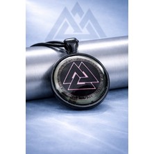 Siyah Metal Üzerine  Cam Kaplama Viking Norse Valknut Sembol Viking Kolye
