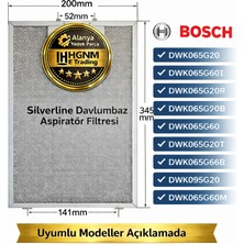 Hgnm E-Trading Bosch DWK065G20, DWK065G60I, DWK065G20R, DWK065G60R, DWK065G60, DWK065G20T, DWK065G66R, DWK095G20, DWK065G60M Davlumbaz Aspiratör Filtresi 345X200MM – 11010157  Süzgeç, Tel, Kaset, Filtre