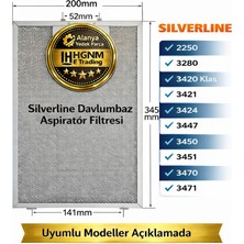 Hgnm E-Trading Silverline 2250, 3280, 3420 Klas, 3421, 3424, 3447, 3450, 3451, 3470, 3471 Davlumbaz Aspiratör Filtresi 345X200MM – 11010157  Süzgeç, Tel, Kaset, Filtre