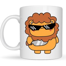 Maarketim Havalı Aslan Figürlü Porselen Kupa MODEL 94 – Eğlenceli Tasarım Ofis & Ev İçin Özel Kupa