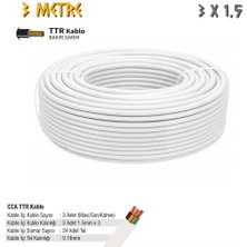 Sgs Elektrik Tesisat Kablosu - 3x1.5 Cca Ttr 24X0.18 - Beyaz - 3 Mt.