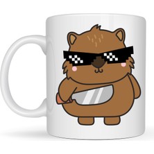 Maarketim Cool Ayıcık Tasarımlı Porselen Kupa MODEL 84 – Eğlenceli, Karizmatik ve Dikkat Çekici Kahve Kupası