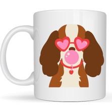 Maarketim Sevimli Köpek Figürlü Kalpli Gözlüklü Porselen Kupa Model 45 – Aşk Dolu Tasarım