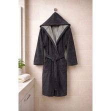 MySoft Home Triga Kadife Kapüşonlu Bornoz %100 Pamuk