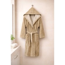 MySoft Home Triga Kadife Kapüşonlu Bornoz  %100 Pamuk