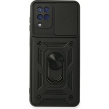 Hnrlishp Newface  Galaxy A22 Kılıf Pars Lens Yüzüklü Silikon - Siyah
