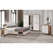 Macera Mobilya Paris 6 Kapaklı Komple Mdf Beyaz Yatak Odası Takımı