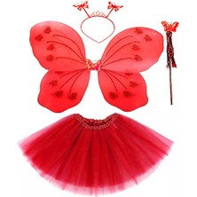 Esranın Dünyası Kırmızı Kelebek Kostümü - Kostüm Aksesuar Seti 4 Parça