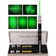 Maarketim Green Laser Pointer Yeşil Lazer Kalem 5 Başlıklı Özel Kadife Gri Kutulu