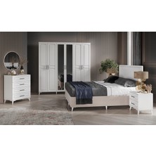 Macera Mobilya Sport 6 Kapılı Komple Mdf Beyaz Yatak Odası Takımı