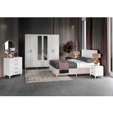 Macera Mobilya Sanat 6 Kapılı Komple Mdf Beyaz Yatak Odası Takımı