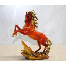 Derin Stok Polyester Gold Detaylı Şahlanmış At Figürü