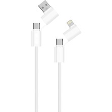 Avcı Teknoloji Market 4in1 Şarj Kablosu Type-C Lightning USB Çoklu Data ve Şarj Kablosu 1m