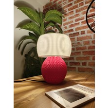 Peace Of Art Modern Spiral Tasarım Abajur – Kırmızı Dekoratif Masa Lambası (E27, 31X20 Cm)