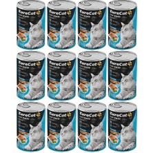 EuroCat Somon Parça Etli Yetişkin Kedi Konservesi 400GR x 12 Adet