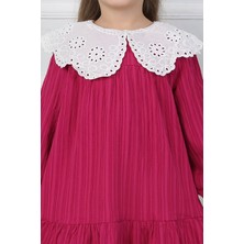 Kız Çocuk Bebe Yaka Brode Detaylı Müslin Elbise