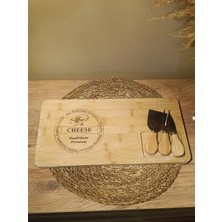 Paganca Bambu Peynir Sunum / Kesme Tahtası, Çatal, Spatula ve Bıçak Seti