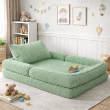 Puffiber Yeni Nesil  Premium Katlanabilir Modüler Çocuk Oyun Yatağı ve Minderi 80X160 cm Tam Sünger